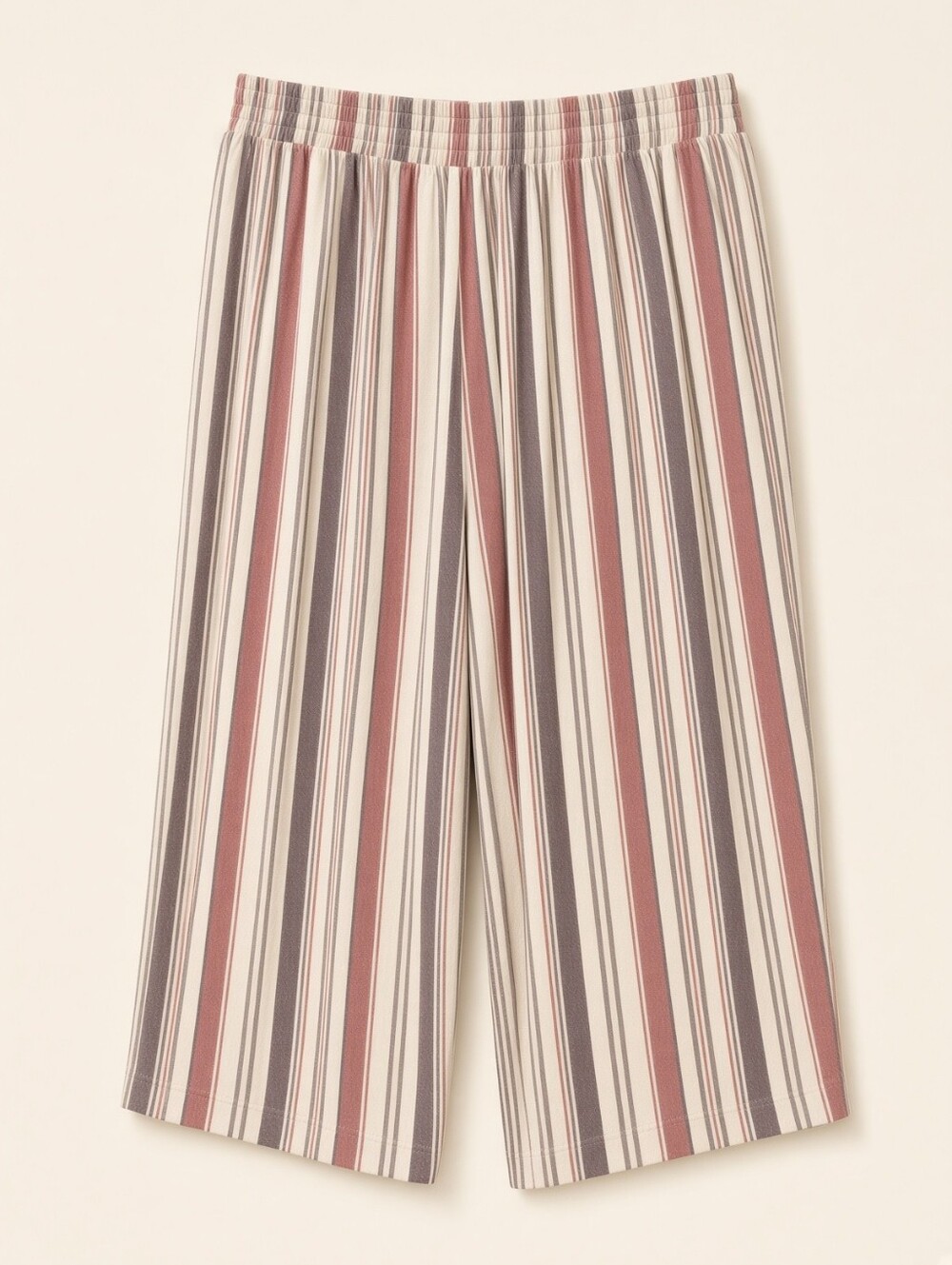Torrid Striped Elastic Waist Relaxed Fit Capri Pants Faux Button Pocket Front 2X - Picture 3 of 6